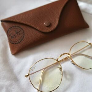 Ray-Ban Gold Frame Glasses with Brown Case